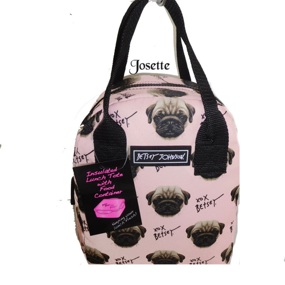 betsey johnson pug lunch bag